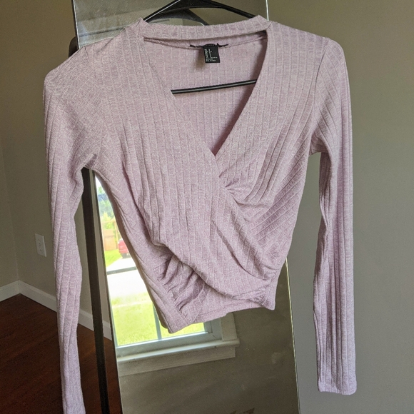 Lilac Forever 21 Long Sleeve Crop Top - Picture 3 of 4